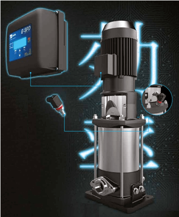 Frekvenčný menič E-SPD a tlakové čidlo - osadené priamo na čerpadle